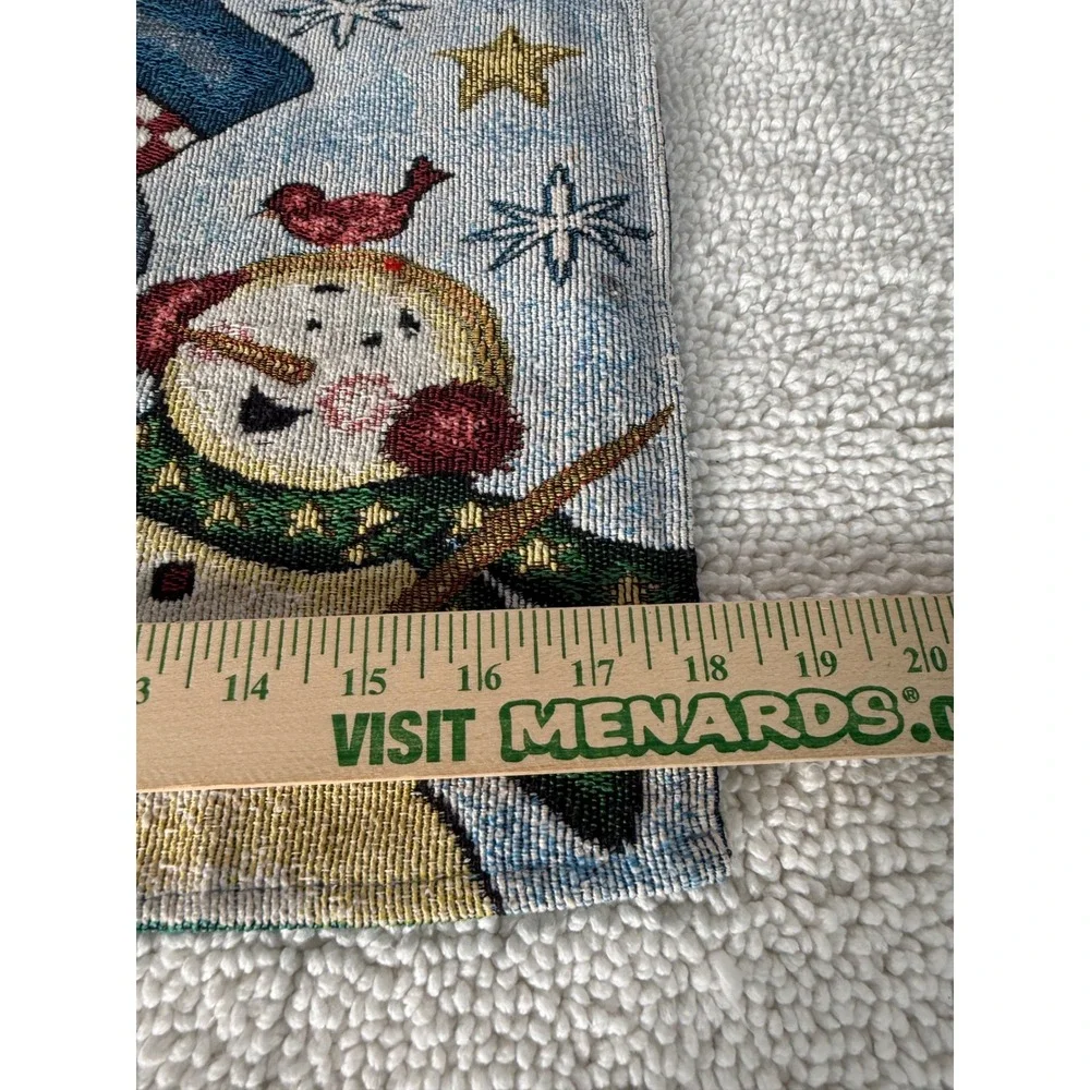 VTG Winter Snowman Tapestry Table Runner & Pot Holder Set Christmas Holiday 5 pc